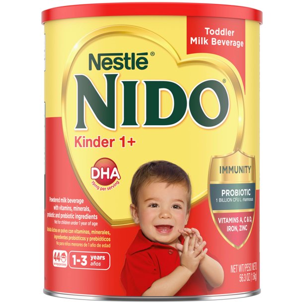 46326 - Nestle NIDO Kinder 1+ Toddler Powdered Milk Beverage - 56.4 Oz (3.52 LB) Canister USA