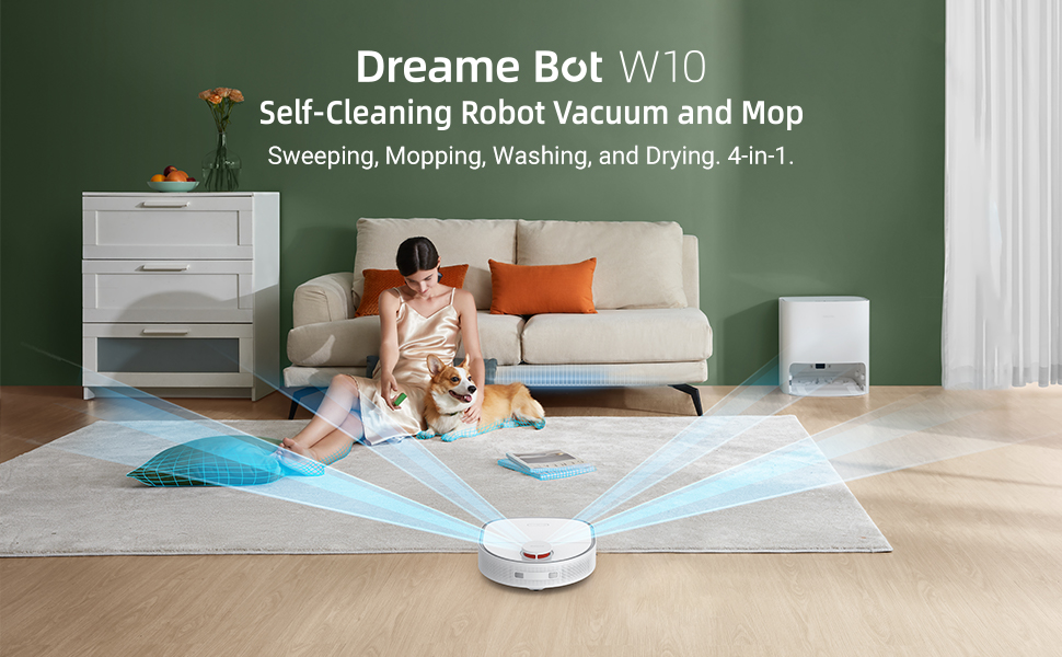 49332 - Dreametech W10 Robot Vacuum Cleaner and Mop, Sweeping, Mopping, Washing and Drying 4in1 USA
