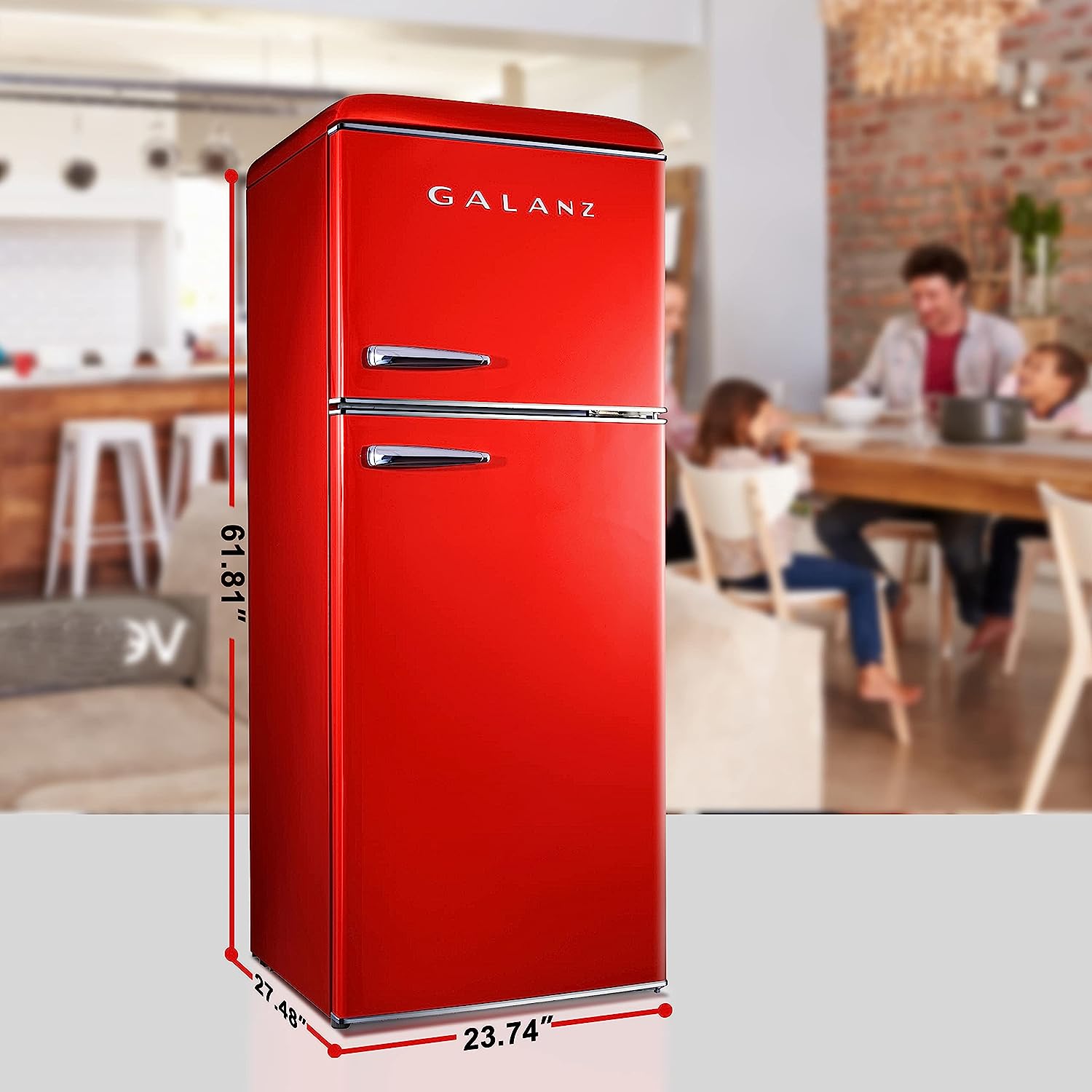 52056 - Galanz - Retro 7.6 Cu. Ft Top Freezer Refrigerator - Red USA